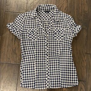 Navy and white button down